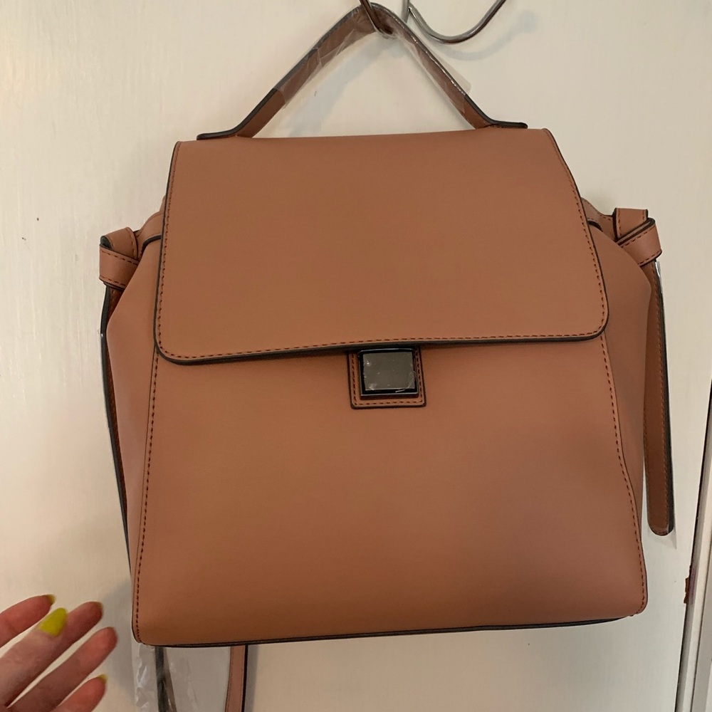 NWT tan backpack purse